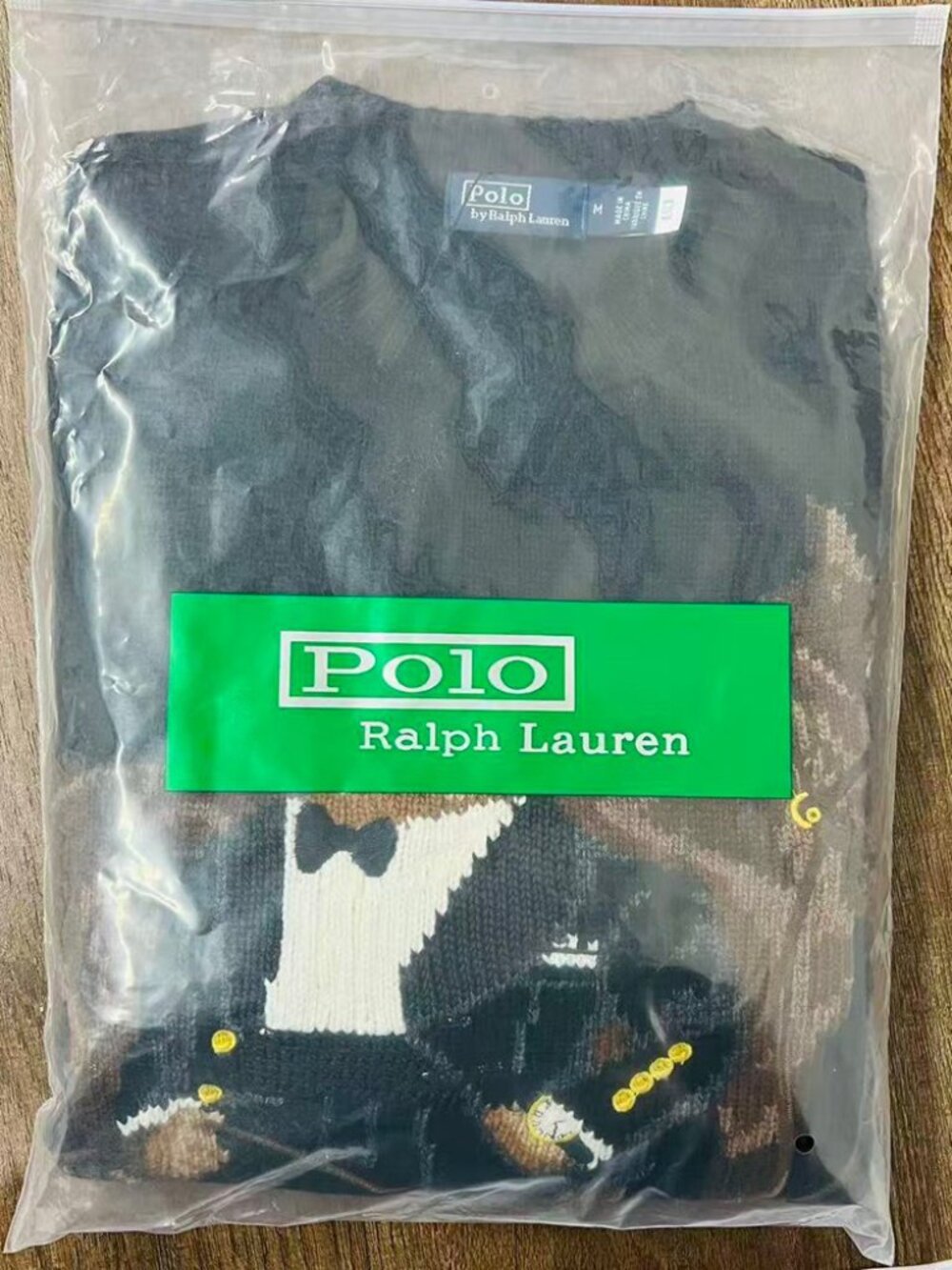 Polo Ralph Lauren Black Equestrian Polo Bear Wool Cashmere Sweater M - Picture 8 of 8